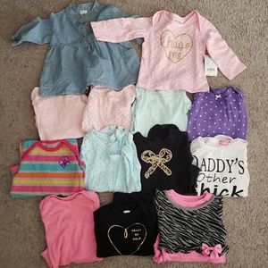 Lot of baby girl 3-6 long sleeve onesies